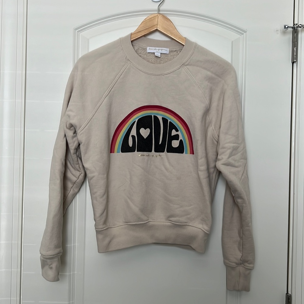 Beige spiritual gangster crew neck sweatshirt rainbow love small